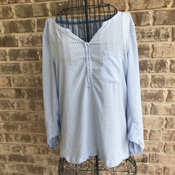 Comma Casual Identity Shirt Blouse Size 40 Hi Low Roll Tab Sleeves Blue … - Picture 6 of 13